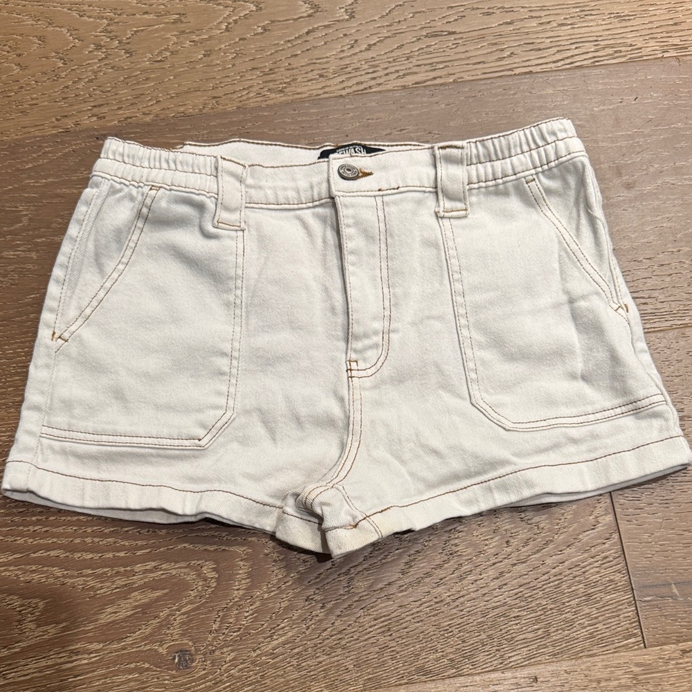 Rewash Cream Denim Shorts High Rise Cuffed Stretch Size 9